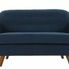 Canapé Déhoussable 2 Places En Tissu Bleu Foncé Et Bois Foncé YNOK