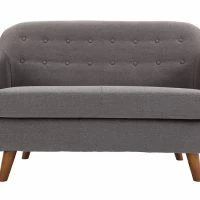 Canapé Déhoussable 2 Places En Tissu Gris Anthracite Et Bois Foncé YNOK