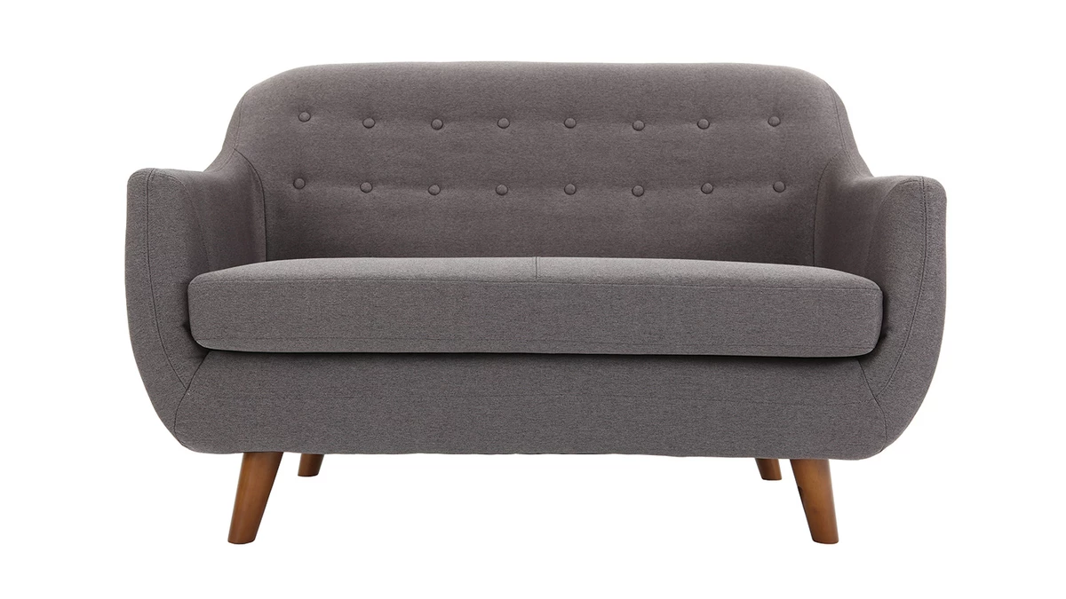 Canapé Déhoussable 2 Places En Tissu Gris Anthracite Et Bois Foncé YNOK 3 Canapé Déhoussable 2 Places En Tissu Gris Anthracite Et Bois Foncé YNOK