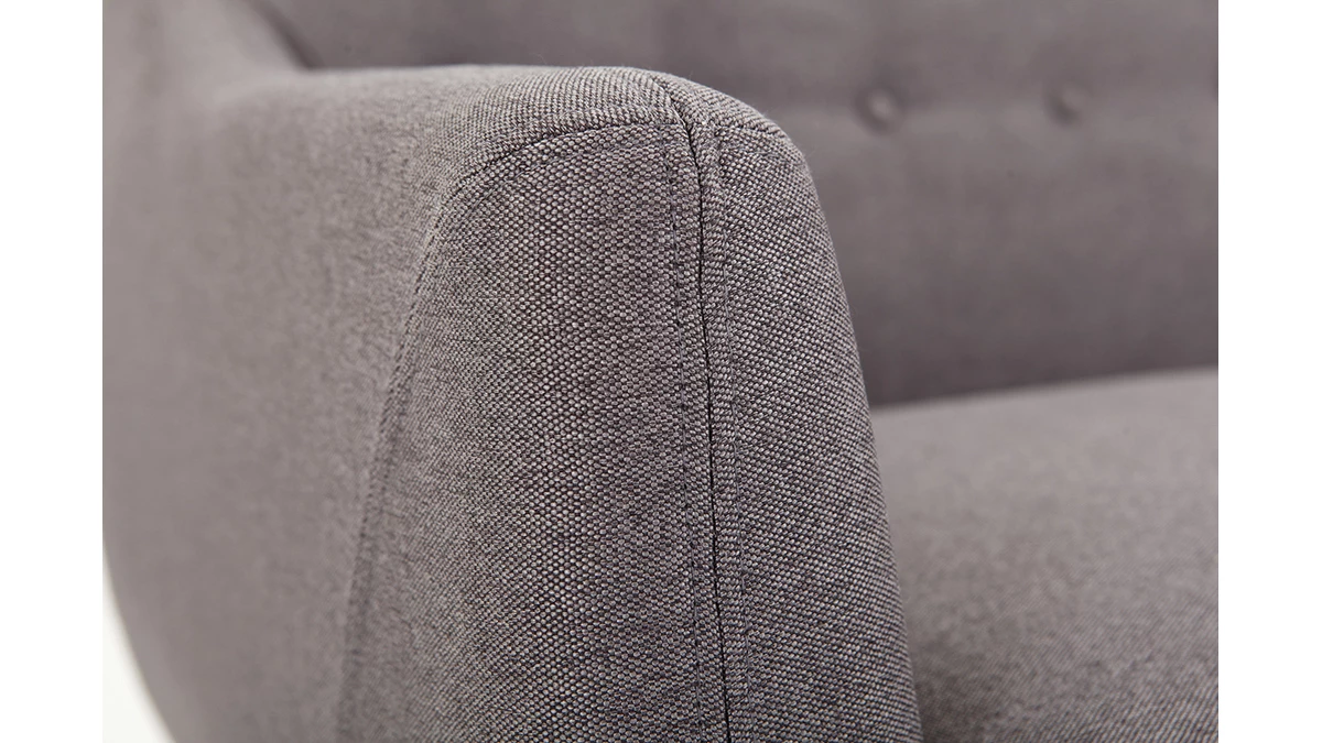 Canapé Déhoussable 2 Places En Tissu Gris Anthracite Et Bois Foncé YNOK 6 Canapé Déhoussable 2 Places En Tissu Gris Anthracite Et Bois Foncé YNOK – Image 4