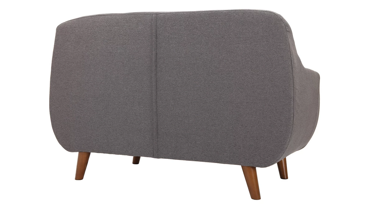 Canapé Déhoussable 2 Places En Tissu Gris Anthracite Et Bois Foncé YNOK 5 Canapé Déhoussable 2 Places En Tissu Gris Anthracite Et Bois Foncé YNOK – Image 3