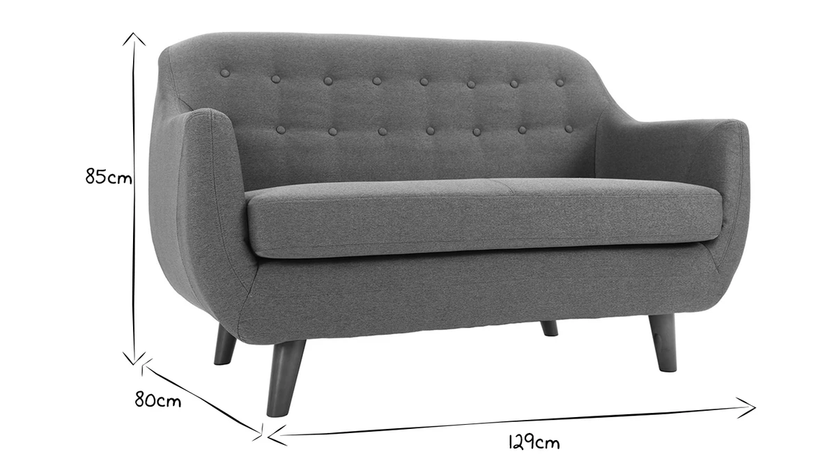 Canapé Déhoussable 2 Places En Tissu Gris Anthracite Et Bois Foncé YNOK 8 Canapé Déhoussable 2 Places En Tissu Gris Anthracite Et Bois Foncé YNOK – Image 6
