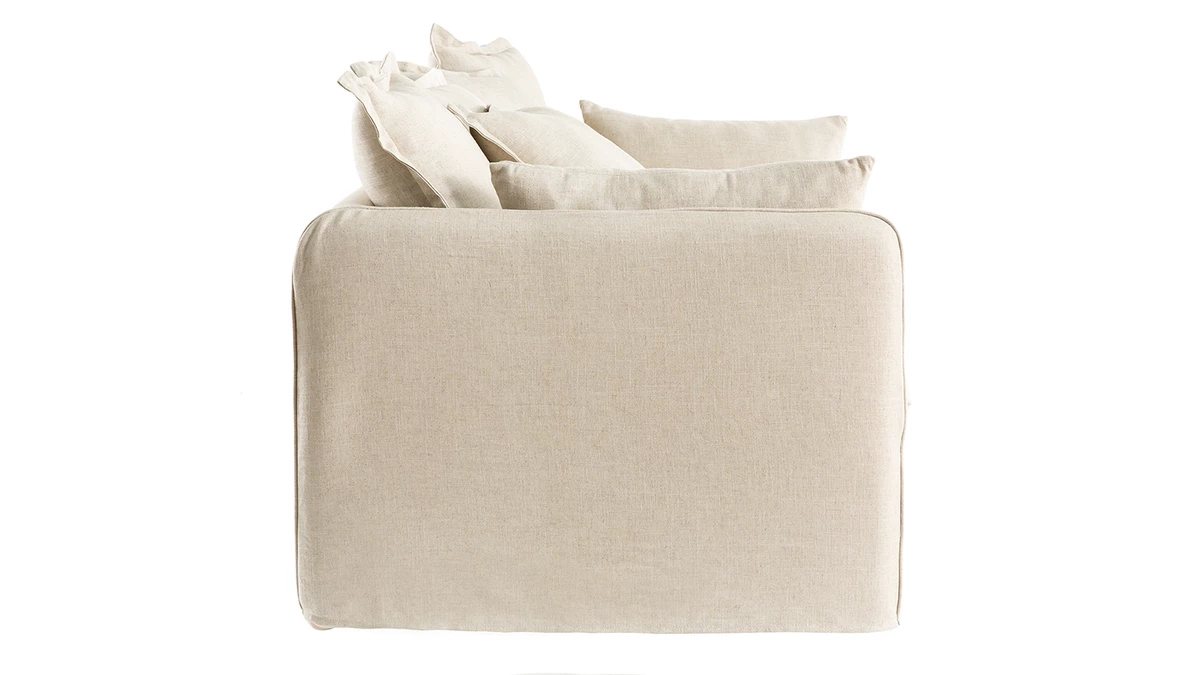 Canapé Déhoussable 3 Places En Lin Coloris Naturel MERLIN 5 Canapé Déhoussable 3 Places En Lin Coloris Naturel MERLIN – Image 3
