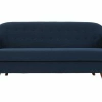 Canapé Déhoussable 3 Places En Tissu Bleu Foncé Et Bois Foncé YNOK