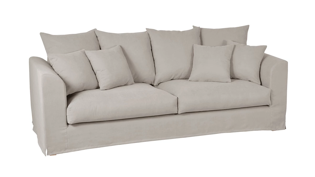 Canapé Déhoussable 3 Places En Tissu Coloris Lin FEVER 4 Canapé Déhoussable 3 Places En Tissu Coloris Lin FEVER – Image 2