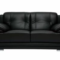 Canapé Design 2 Places Cuir Noir Et Acier Chromé TAMARA