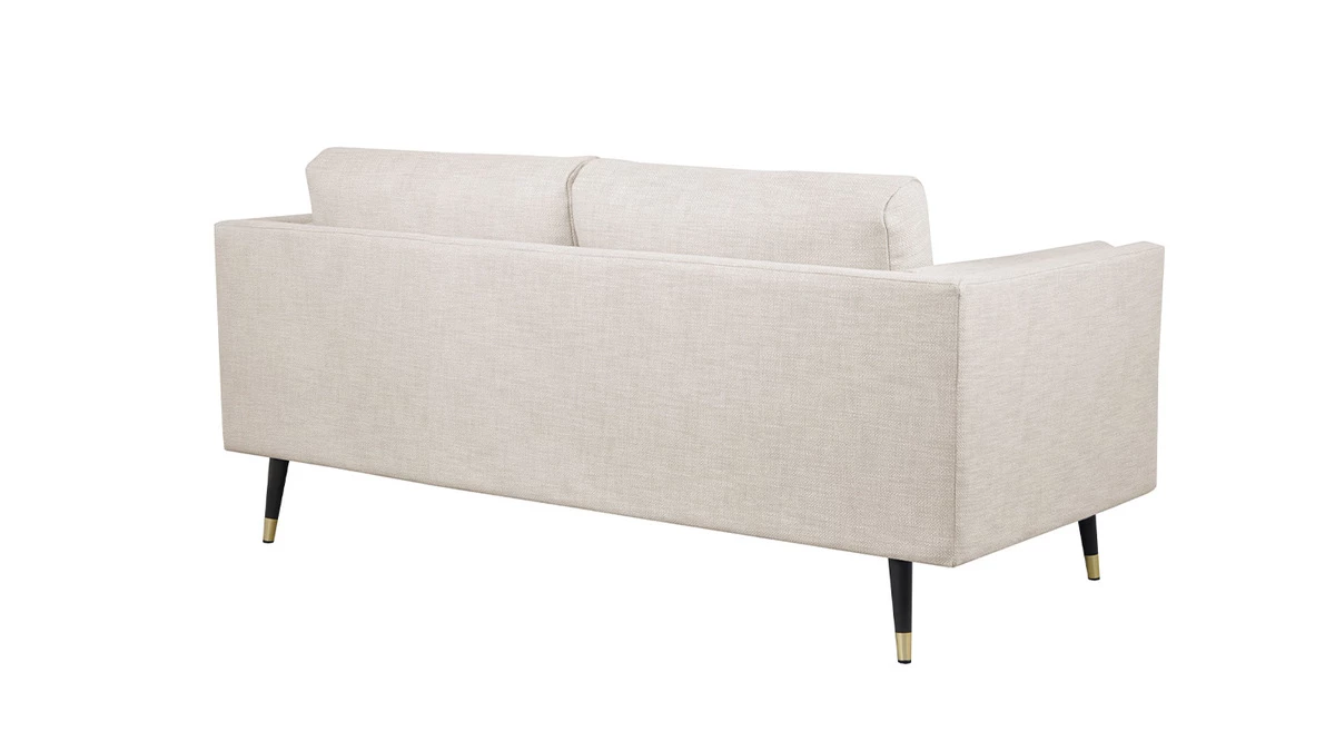 Canapé Design 2 Places En Tissu Beige Chiné Cappucino, Bois Noir Et Métal Doré STING 6 Canapé Design 2 Places En Tissu Beige Chiné Cappucino, Bois Noir Et Métal Doré STING – Image 4