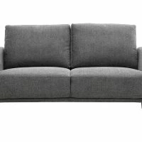 Canapé Design 2 Places En Tissu Effet Velours Texturé Gris Foncé Et Métal Noir MOSCO