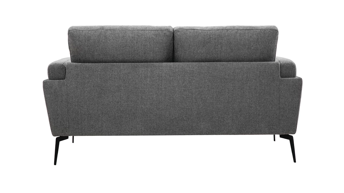 Canapé Design 2 Places En Tissu Effet Velours Texturé Gris Foncé Et Métal Noir MOSCO 6 Canapé Design 2 Places En Tissu Effet Velours Texturé Gris Foncé Et Métal Noir MOSCO – Image 4