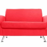 Canapé Design 2 Places En Tissu Rouge Et Acier Chromé PURE