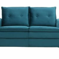 Canapé Design 2 Places En Tissu Velours Pétrole Et Bois Noir CLIFF - Miliboo & Stéphane Plaza