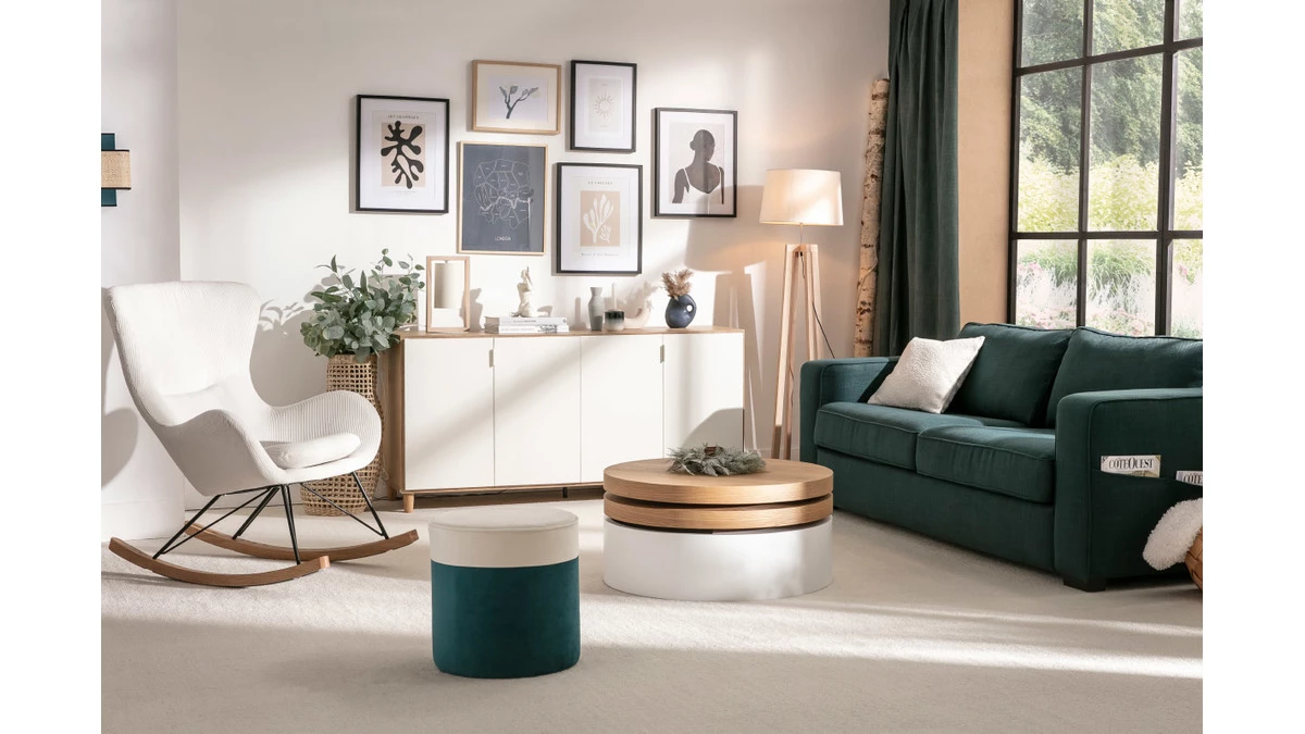 Canapé Design 3 Places En Tissu Bleu Paon GOTTA 8 Canapé Design 3 Places En Tissu Bleu Paon GOTTA – Image 6