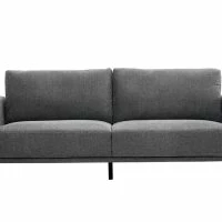 Canapé Design 3 Places En Tissu Effet Velours Texturé Gris Et Métal Noir MOSCO