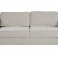 Canapé Design 3 Places En Tissu Velours Mat Grège Et Bois Clair GOTTA