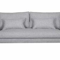 Canapé Design 4 Places En Tissu Gris Chiné Et Métal Noir PUCHKINE