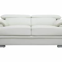 Canapé Design Avec Têtières Ajustables 2 Places Cuir Blanc Et Acier Chromé EWING