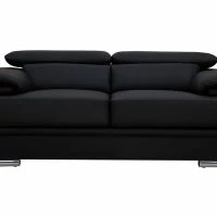 Canapé Design Avec Têtières Ajustables 2 Places Cuir Noir Et Acier Chromé EWING