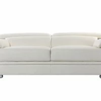 Canapé Design Avec Têtières Ajustables 3 Places Cuir Blanc Et Acier Chromé EWING