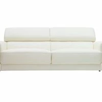 Canapé Design Avec Têtières Ajustables 3 Places Cuir Blanc Et Acier Chromé NEVADA