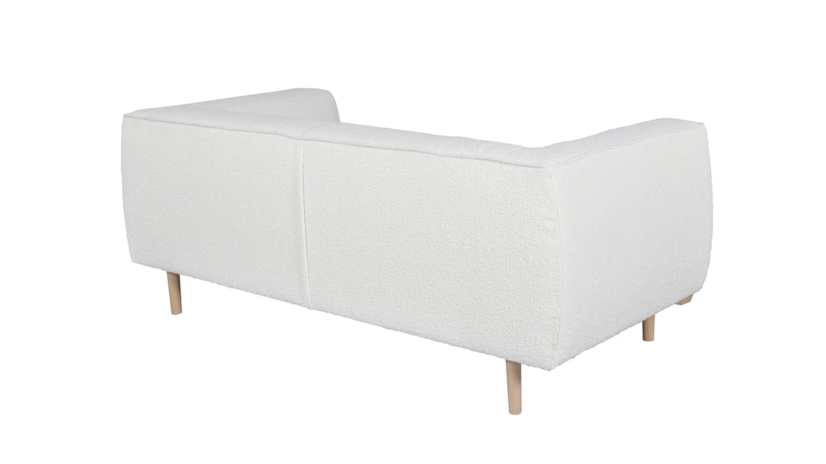 Canapé Scandinave 2-3 Places En Tissu Effet Laine Bouclée écru Et Bois Clair MORRIS 6 Canapé Scandinave 2-3 Places En Tissu Effet Laine Bouclée écru Et Bois Clair MORRIS – Image 4