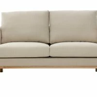 Canapé Scandinave 2 Places En Tissu Beige Et Bois Clair HOBART