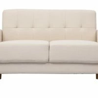 Canapé Scandinave 2 Places En Tissu Beige Et Bois Clair MOON