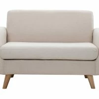 Canapé Scandinave 2 Places En Tissu Beige Et Bois Clair PURE