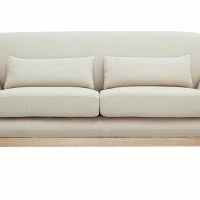 Canapé Scandinave 2 Places En Tissu Beige Et Bois Clair YOKO