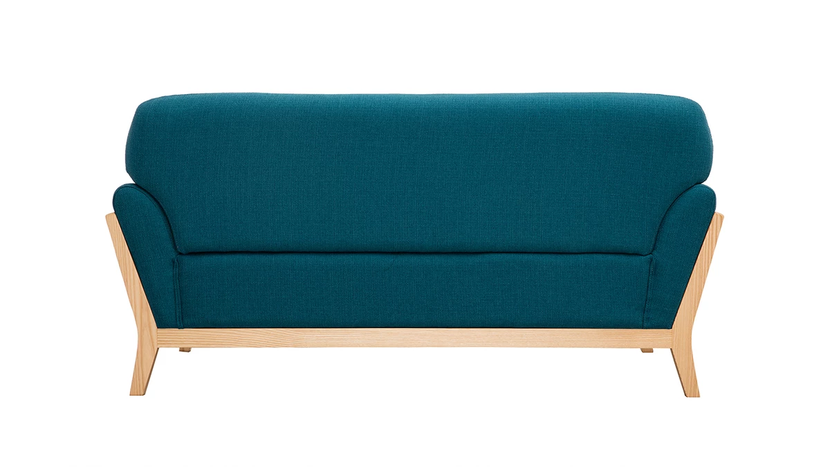 Canapé Scandinave 2 Places En Tissu Bleu Canard Et Bois Clair YOKO 6 Canapé Scandinave 2 Places En Tissu Bleu Canard Et Bois Clair YOKO – Image 4