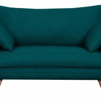 Canapé Scandinave 2 Places En Tissu Bleu Paon Et Bois Clair CREEP