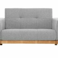 Canapé Scandinave 2 Places En Tissu Gris Et Bois Clair FJORD