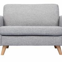 Canapé Scandinave 2 Places En Tissu Gris Et Bois Clair PURE