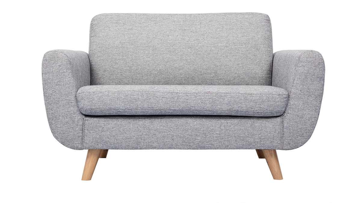 Canapé Scandinave 2 Places En Tissu Gris Et Bois Clair PURE 3 Canapé Scandinave 2 Places En Tissu Gris Et Bois Clair PURE