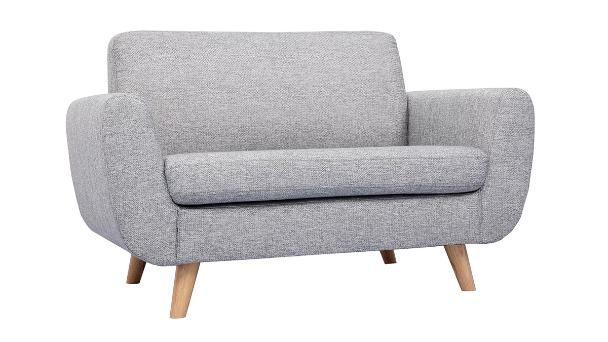 Canapé Scandinave 2 Places En Tissu Gris Et Bois Clair PURE 4 Canapé Scandinave 2 Places En Tissu Gris Et Bois Clair PURE – Image 2