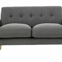 Canapé Scandinave 2 Places En Tissu Gris Foncé Et Bois Clair LUNA