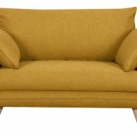 Canapé Scandinave 2 Places En Tissu Jaune Cumin Et Bois Clair CREEP