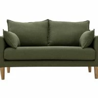 Canapé Scandinave 2 Places En Tissu Kaki Et Bois Clair KATE