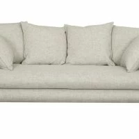 Canapé Scandinave 3 Places En Tissu Beige Et Bois Clair OLYMPIA