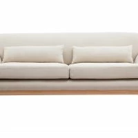 Canapé Scandinave 3 Places En Tissu Beige Et Bois Clair YOKO