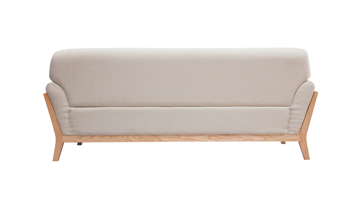Canapé Scandinave 3 Places En Tissu Beige Et Bois Clair YOKO 6 Canapé Scandinave 3 Places En Tissu Beige Et Bois Clair YOKO – Image 4