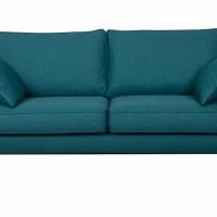 Canapé Scandinave 3 Places En Tissu Bleu Canard Et Bois Clair PAPEL