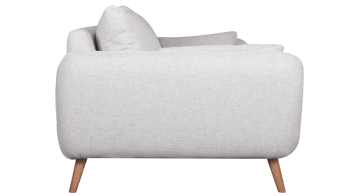 Canapé Scandinave 3 Places En Tissu Gris Clair Chiné Et Bois Clair CREEP 5 Canapé Scandinave 3 Places En Tissu Gris Clair Chiné Et Bois Clair CREEP – Image 3