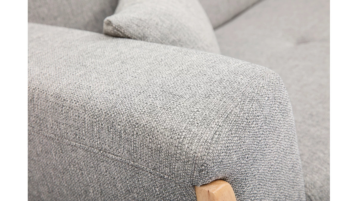 Canapé Scandinave 3 Places En Tissu Gris Et Bois Clair FJORD 7 Canapé Scandinave 3 Places En Tissu Gris Et Bois Clair FJORD – Image 5