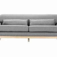 Canapé Scandinave 3 Places En Tissu Gris Et Bois Clair YOKO