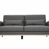 Canapé Scandinave 3 Places En Tissu Gris Foncé Et Bois Clair EKTOR