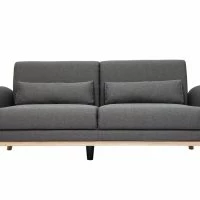 Canapé Scandinave 3 Places En Tissu Gris Foncé Et Bois Clair EKTOR