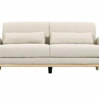 Canapé Scandinave 3 Places En Tissu Naturel Et Bois Clair EKTOR