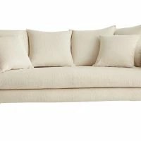 Canapé Scandinave 3 Places En Tissu Velours Côtelé Beige Et Bois Clair OLYMPIA