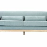 Canapé Scandinave 3 Places En Tissu Vert Lagon Et Bois Clair YOKO