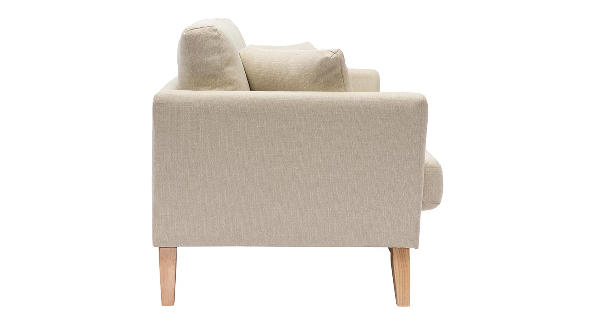 Canapé Scandinave Déhoussable 2 Places En Tissu Beige Et Bois Clair OSLO 5 Canapé Scandinave Déhoussable 2 Places En Tissu Beige Et Bois Clair OSLO – Image 3